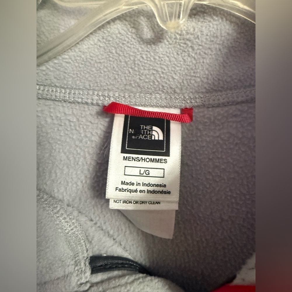 The North Face Gray Red Quarter Zip Fleece Lined Pullover Men's size Large L - Picture 2 of 4